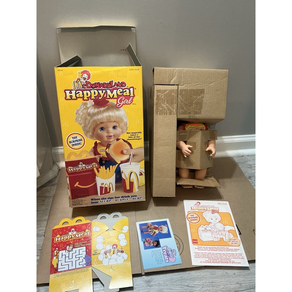 Vintage McDonald Land Happy Meal Girl Doll 1997 Hasbro New Eat Burger, Drink NIB